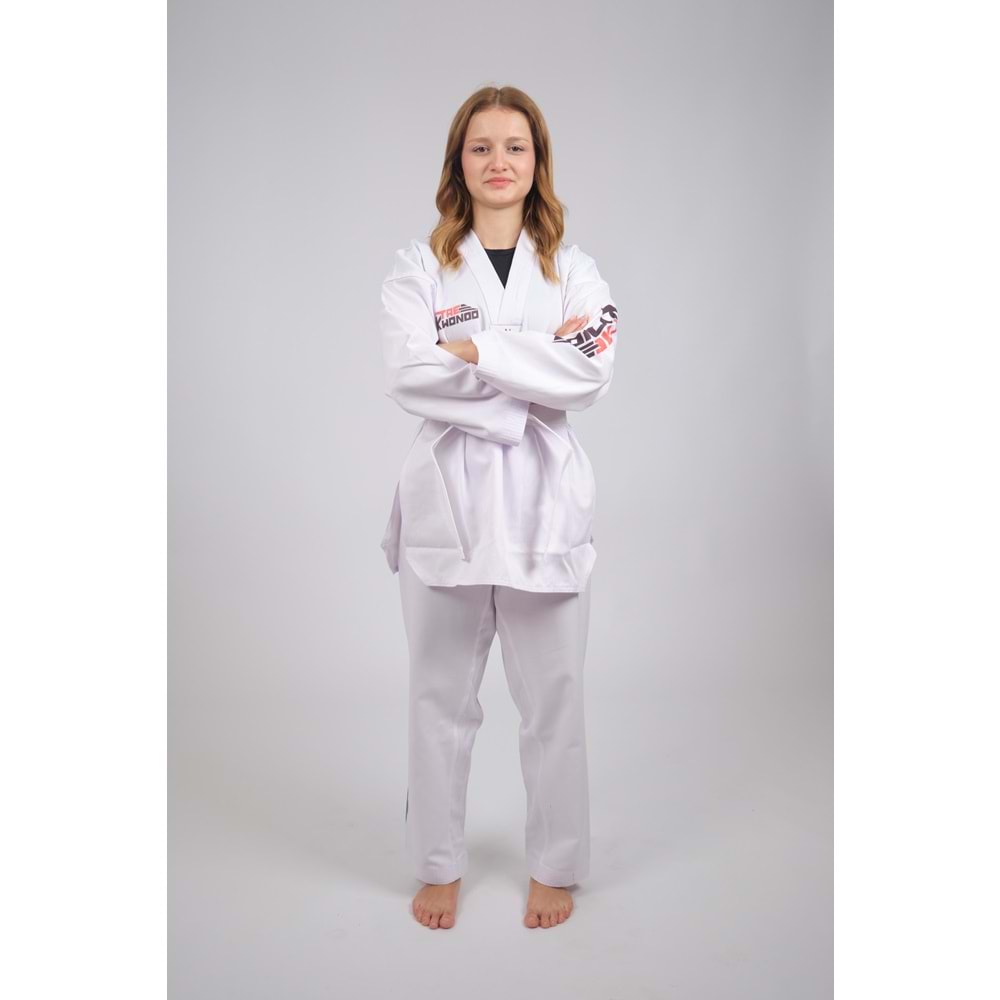 Taekwondo Beyaz Yaka Fitilli Acemi Elbise