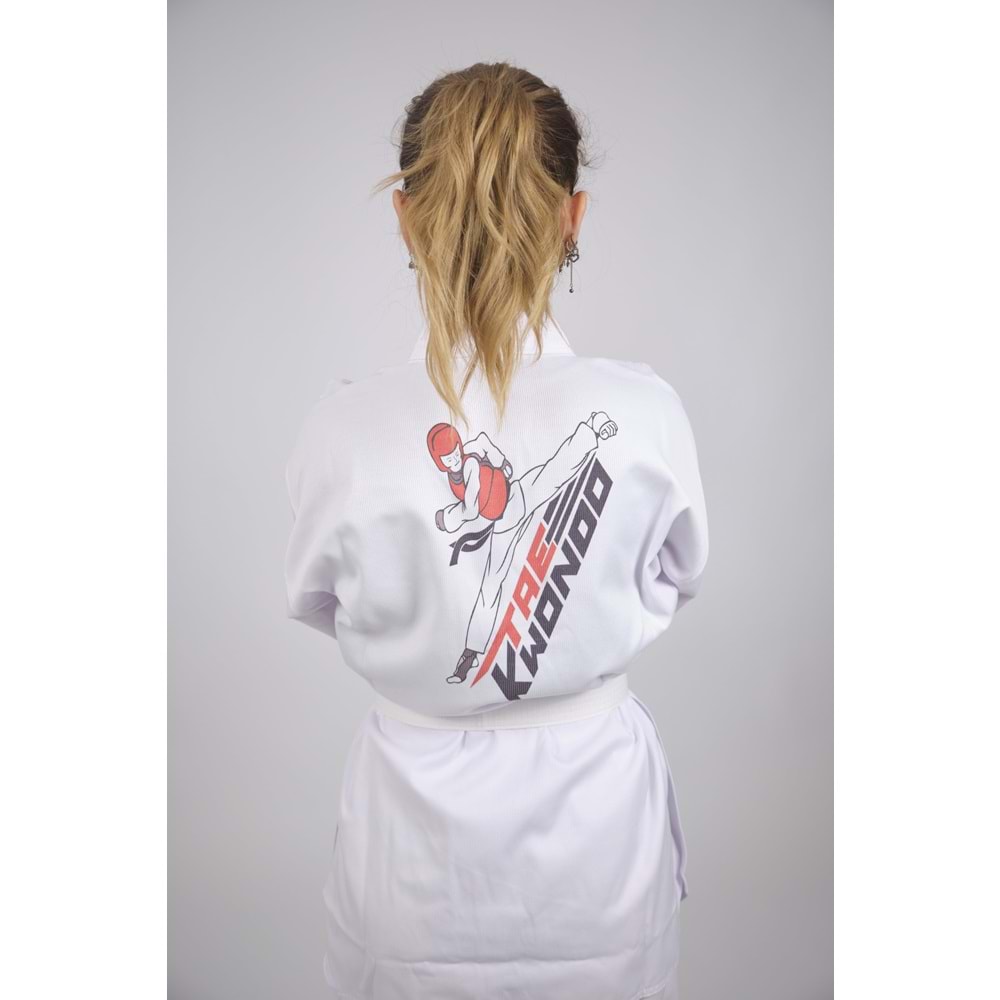 Taekwondo Beyaz Yaka Fitilli Acemi Elbise