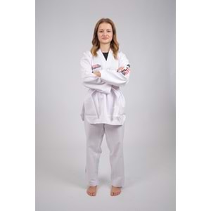 Taekwondo Beyaz Yaka Fitilli Acemi Elbise