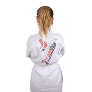 Taekwondo Beyaz Yaka Fitilli Acemi Elbise - 130
