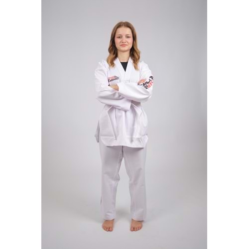 Taekwondo Beyaz Yaka Fitilli Acemi Elbise